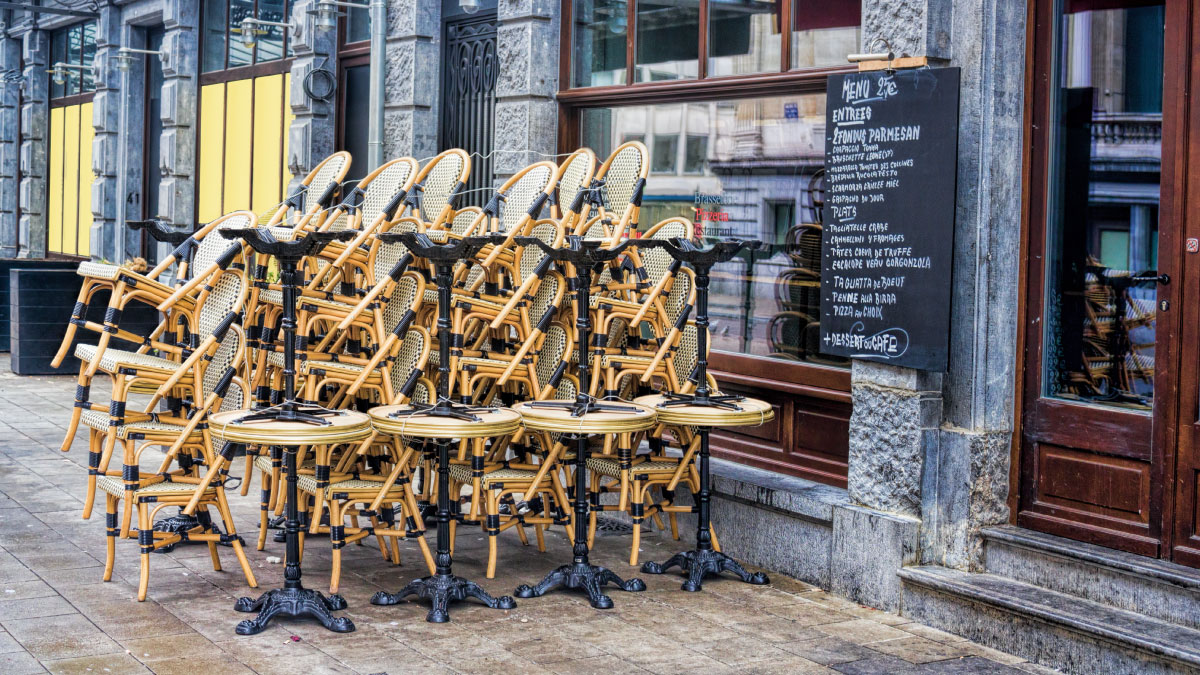 Empty restaurant in Brussels, Belgium