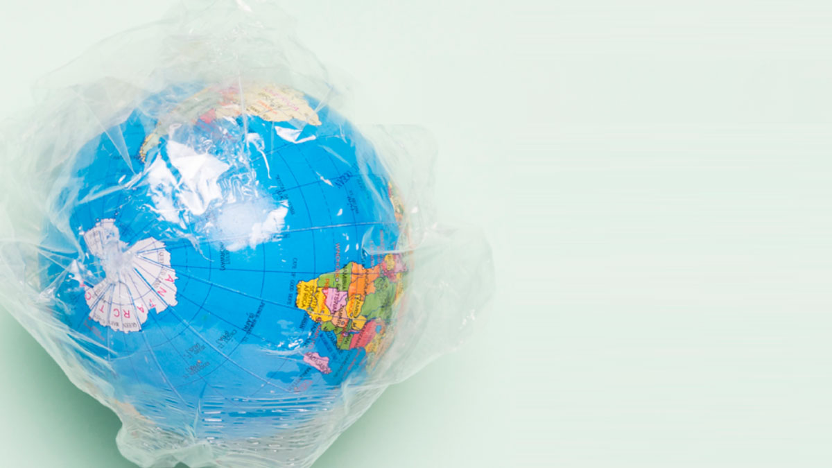 plastic wrapped globe