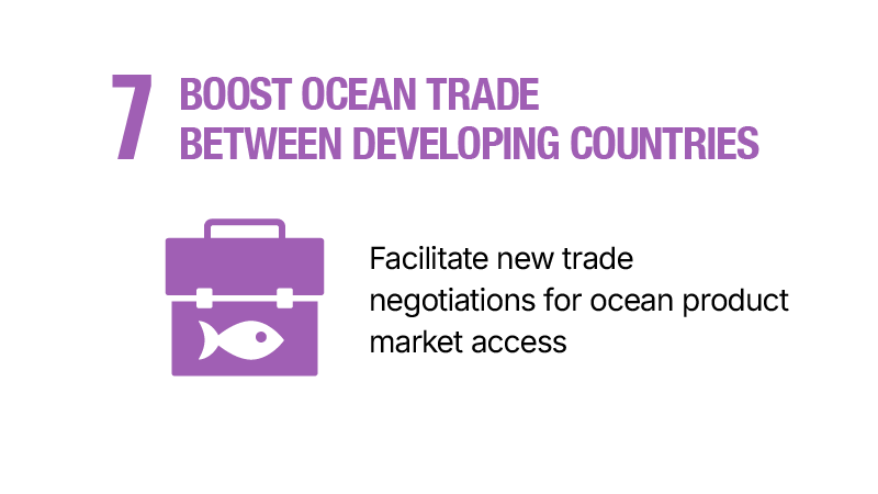 7.	Boost ocean trade between developing countries - facilitate new trade negotiations for ocean product market access.