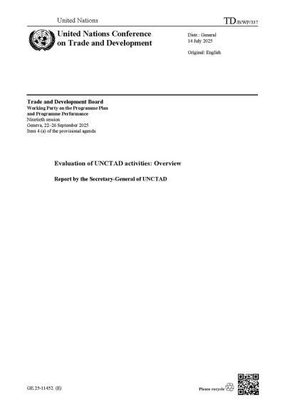 Cover for Evaluation of UNCTAD activities: Overview (July 2024 to June 2025)